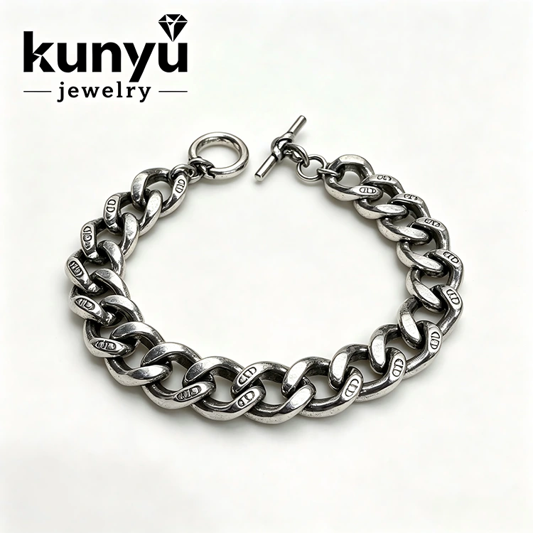 Handgemaakte schakelverzilverde ketting