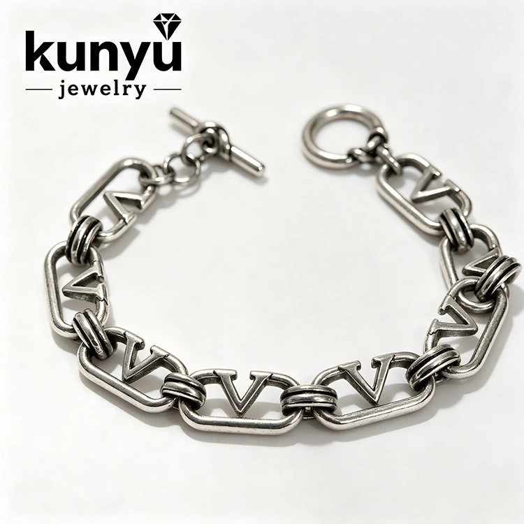 Handgemaakte schakelverzilverde ketting