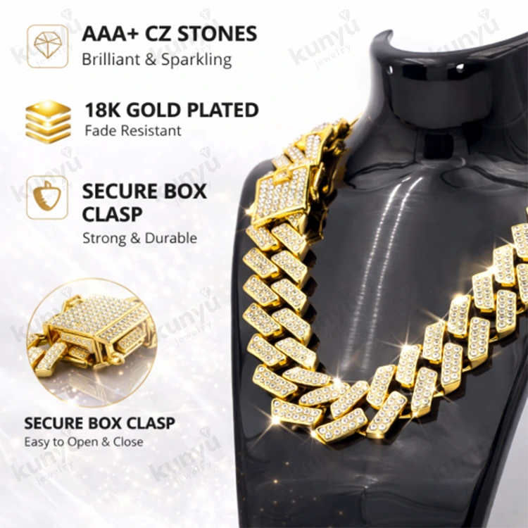 Iced Out Cubaanse schakelketting Iced Out Cubaanse schakelketting
